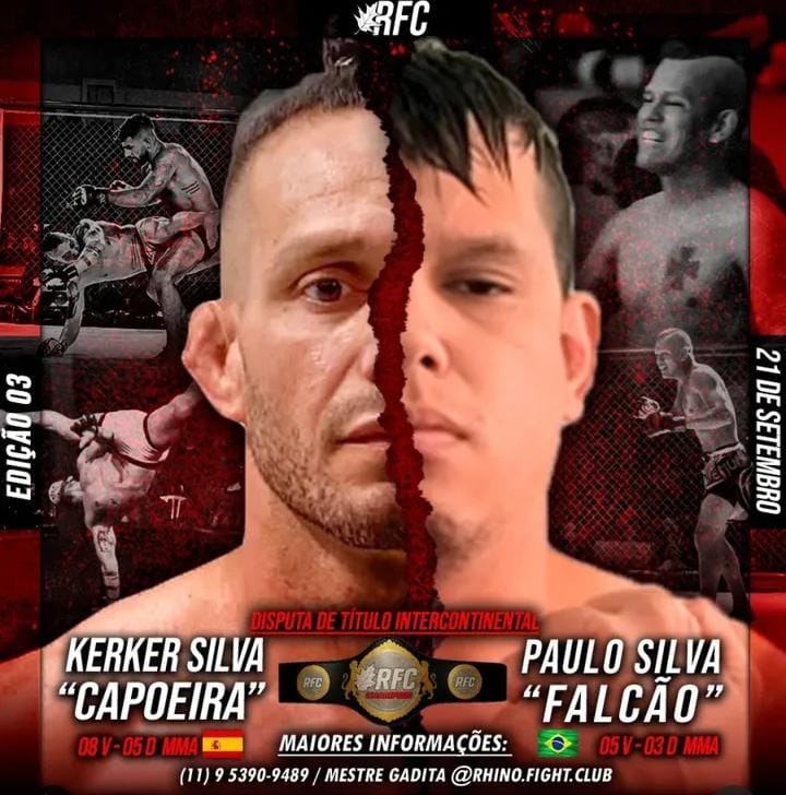 Duelo por cinturão intercontinental entre Kerker Silva e Paulo ‘Falcão’ no Rhino Fight Club 3 promete casa cheia no fim de setembro em Itapecerica da&nbsp;Serra/SP