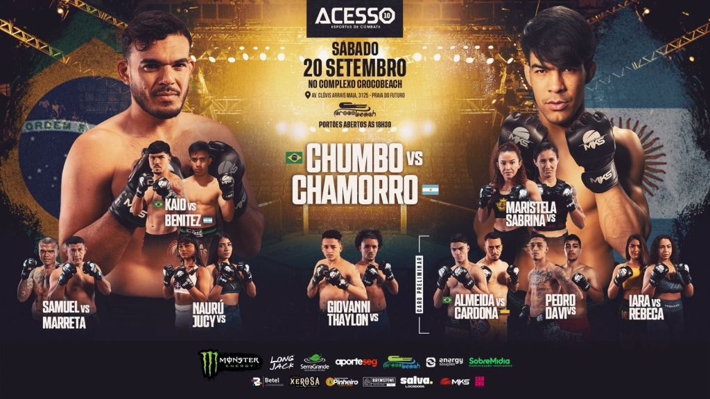 Acesso MMA 10: Wellington ‘Chumbo’ enfrenta Chamorro ‘El Demente’ no main event em Fortaleza/CE; confira o card&nbsp;completo