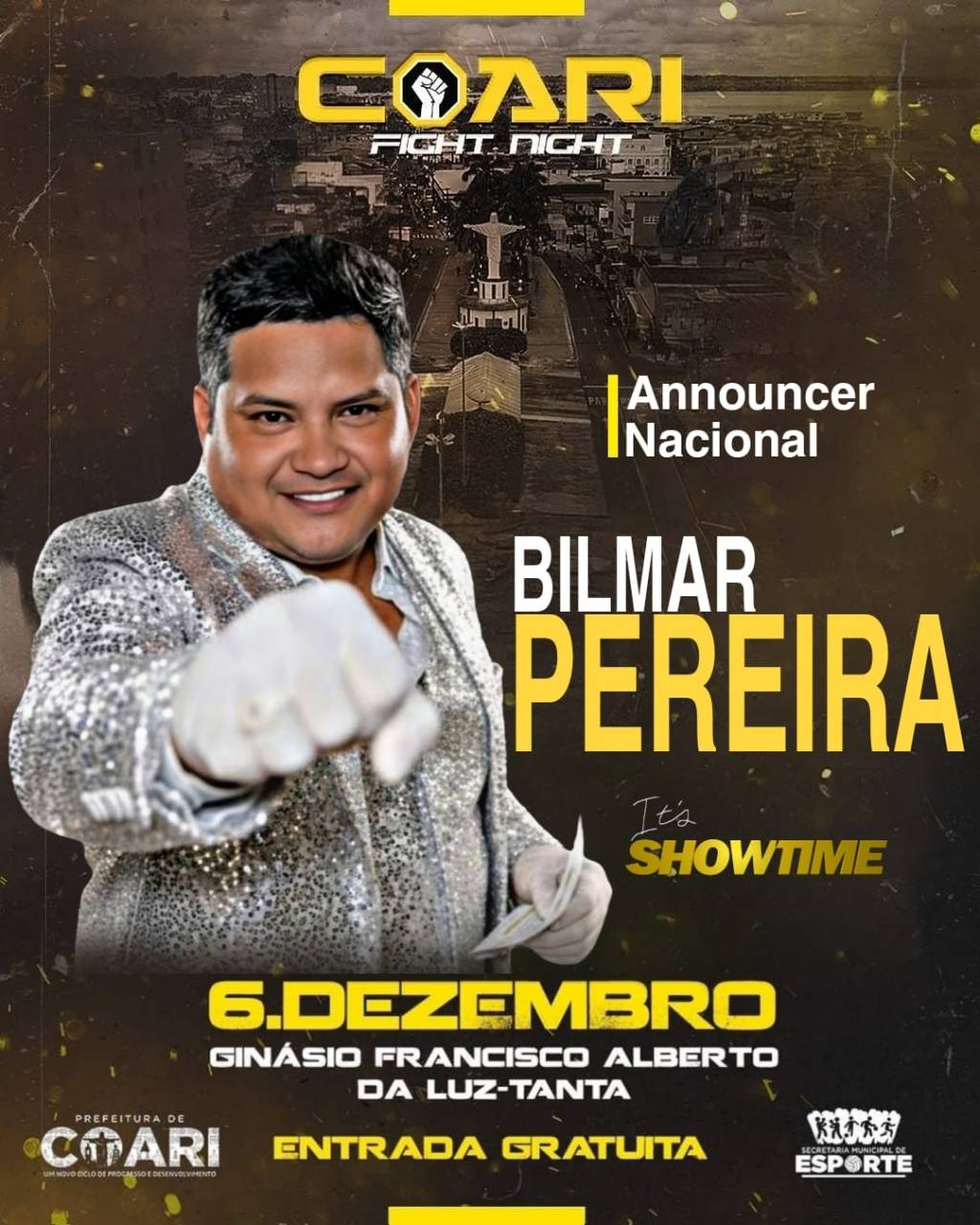 Melhor announcer do MMA Nacional por dois anos consecutivos, Bilmar Pereira apresentará 5 eventos de MMA em 11 dias pelo Estado do&nbsp;Amazonas